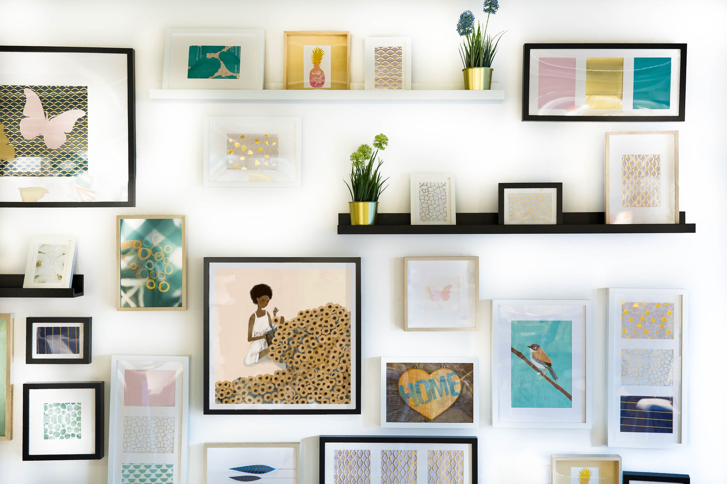 Sewing Sunflowers Art Print