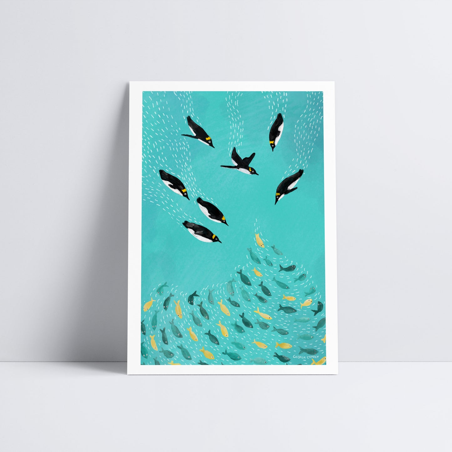 Penguins Playing Art Poster Print