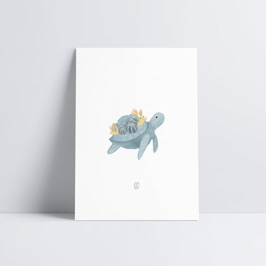Sea Turtle Art Poster Print