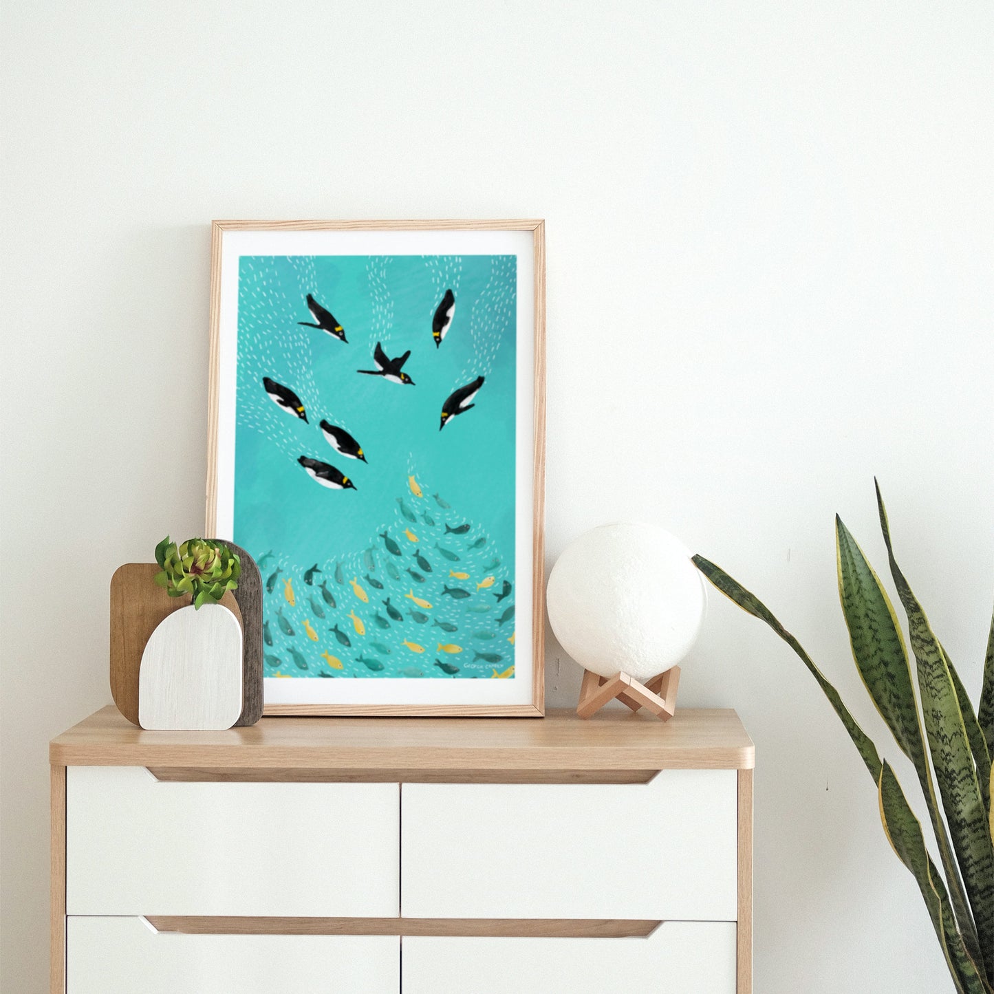 Penguins Playing Art Poster Print