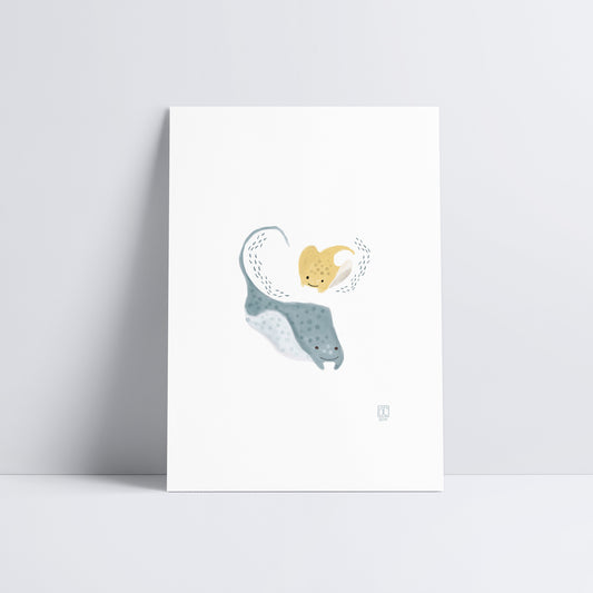Manta Ray Art Poster Print