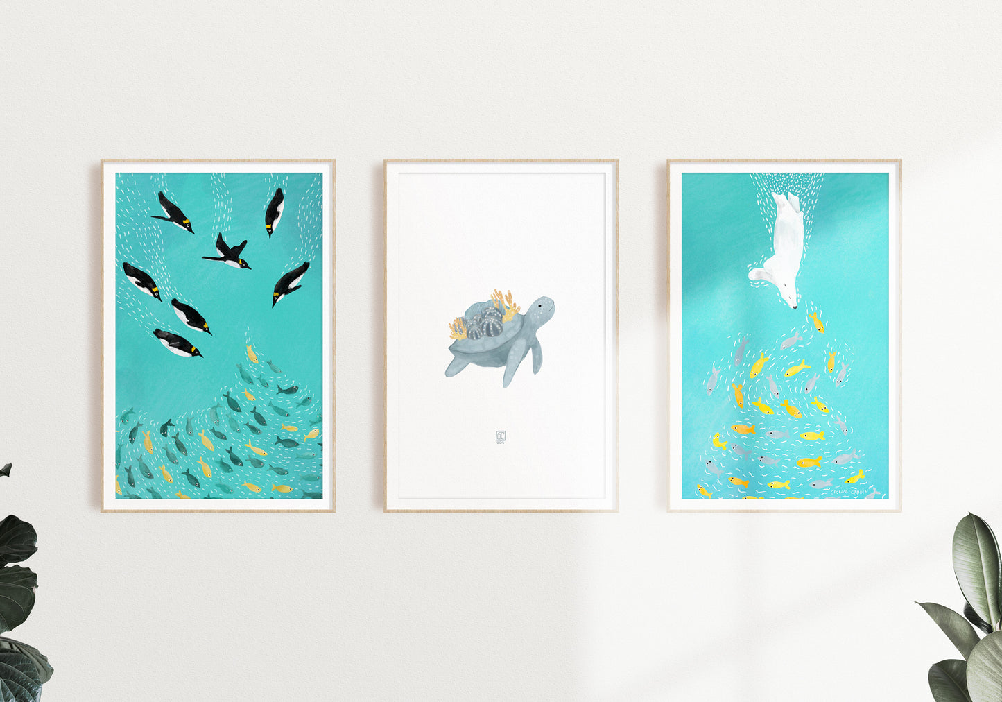 Polar Bear Diving Art Poster Print