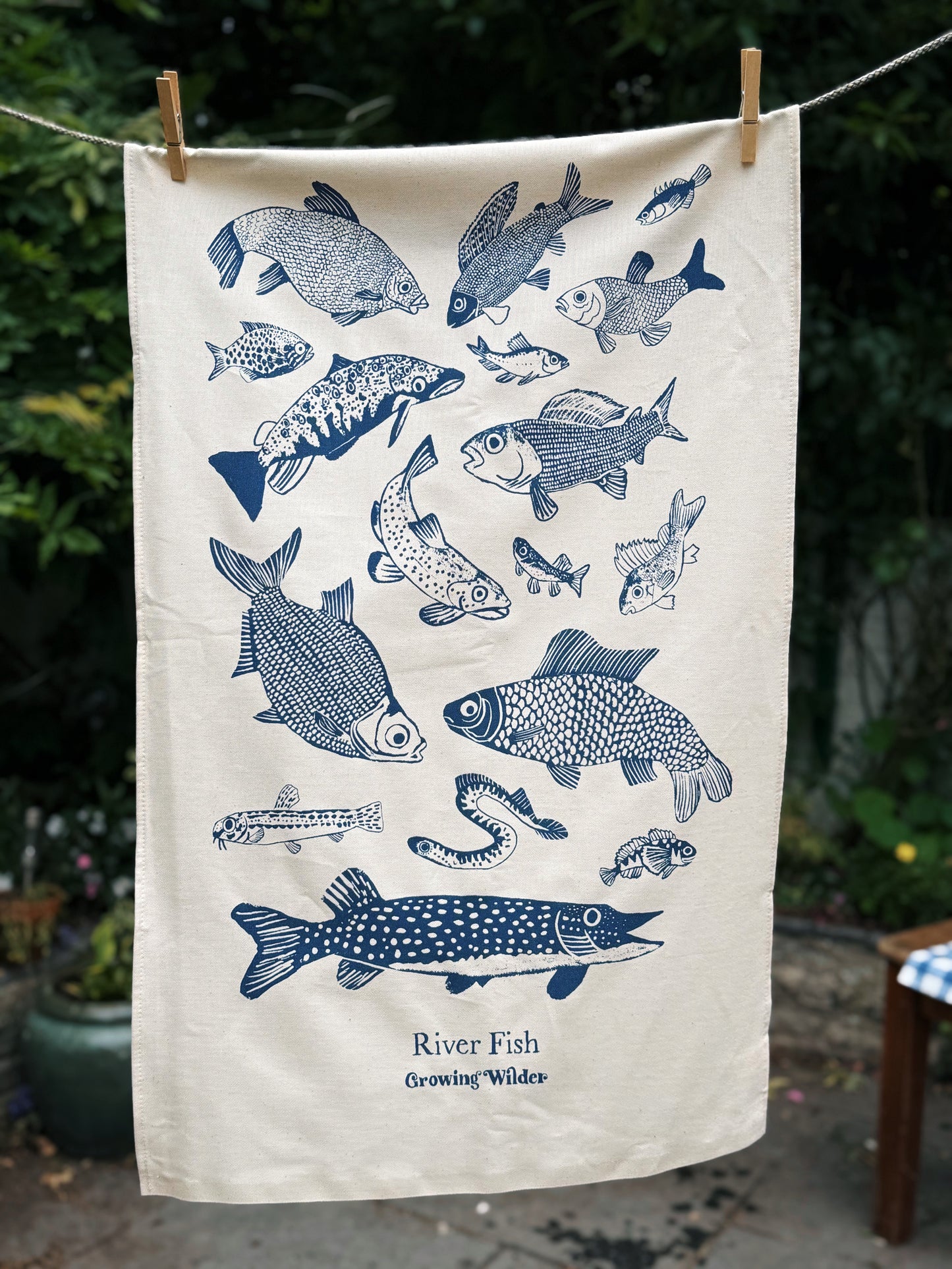 River Fish Tea Towel - 100% Organic Cotton