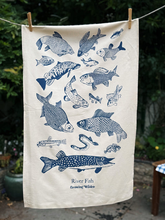 River Fish Tea Towel - 100% Organic Cotton