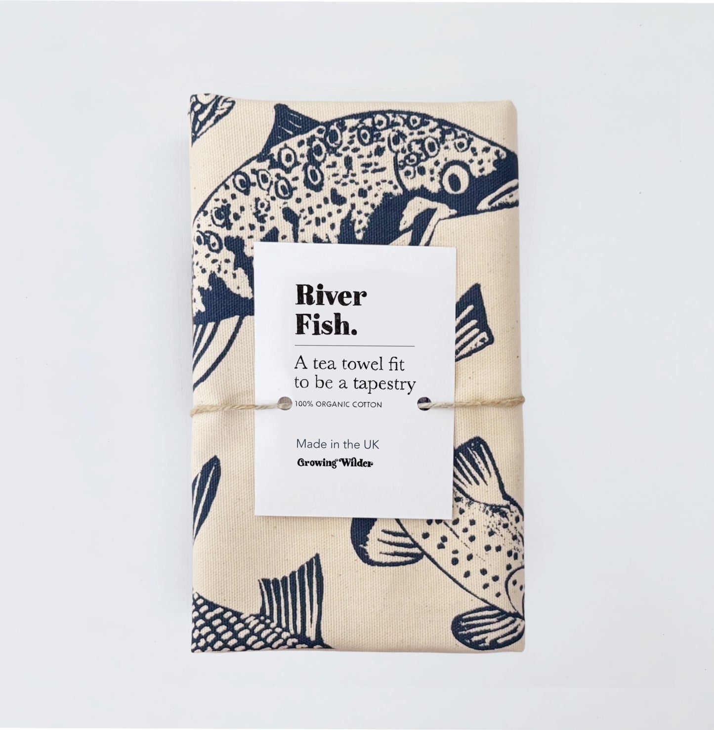 River Fish Tea Towel - 100% Organic Cotton