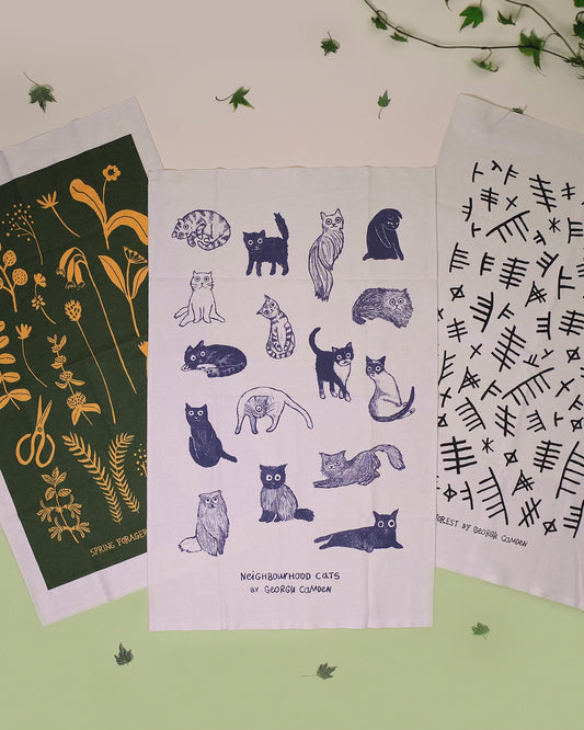 Cat Lover Tea Towel - 100% Organic Cotton