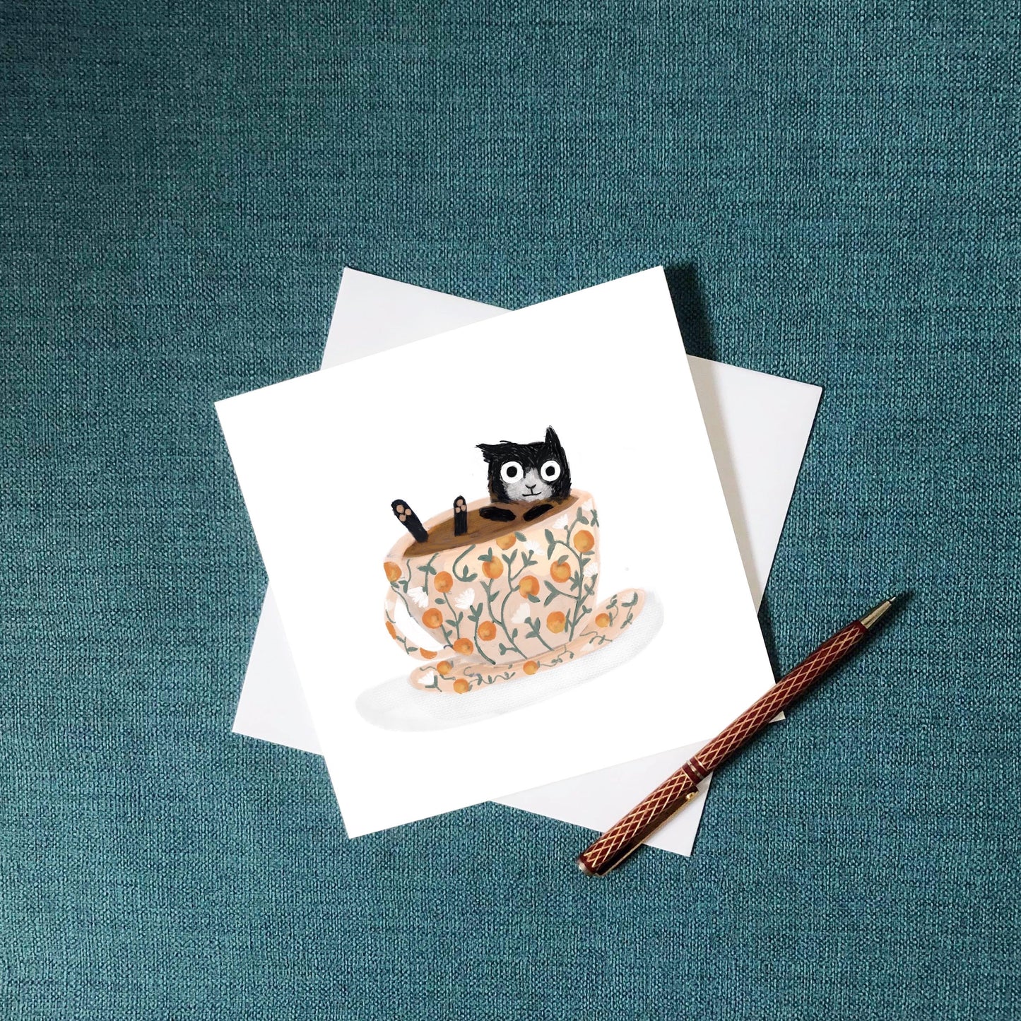 Cat in a Cup Greeting Card