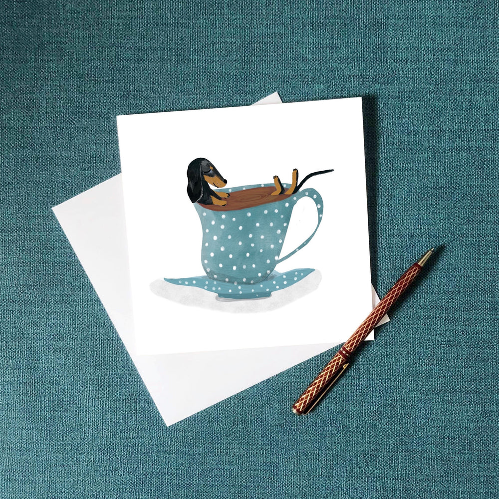 Dachshund Dog Cup Greeting Card