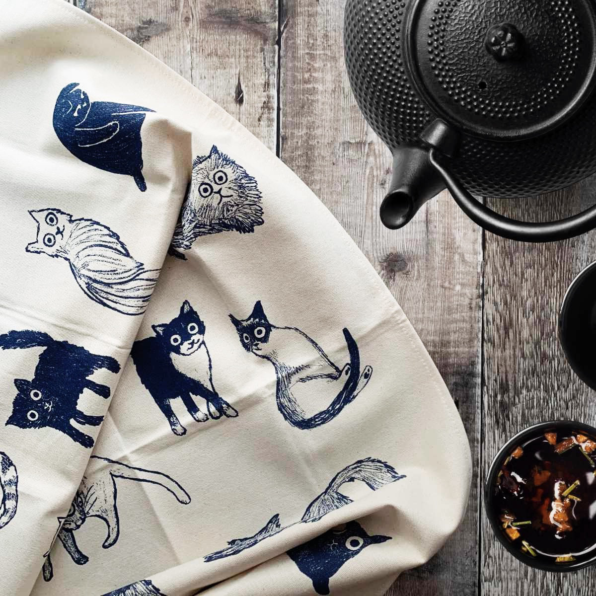 Cat Lover Tea Towel - 100% Organic Cotton