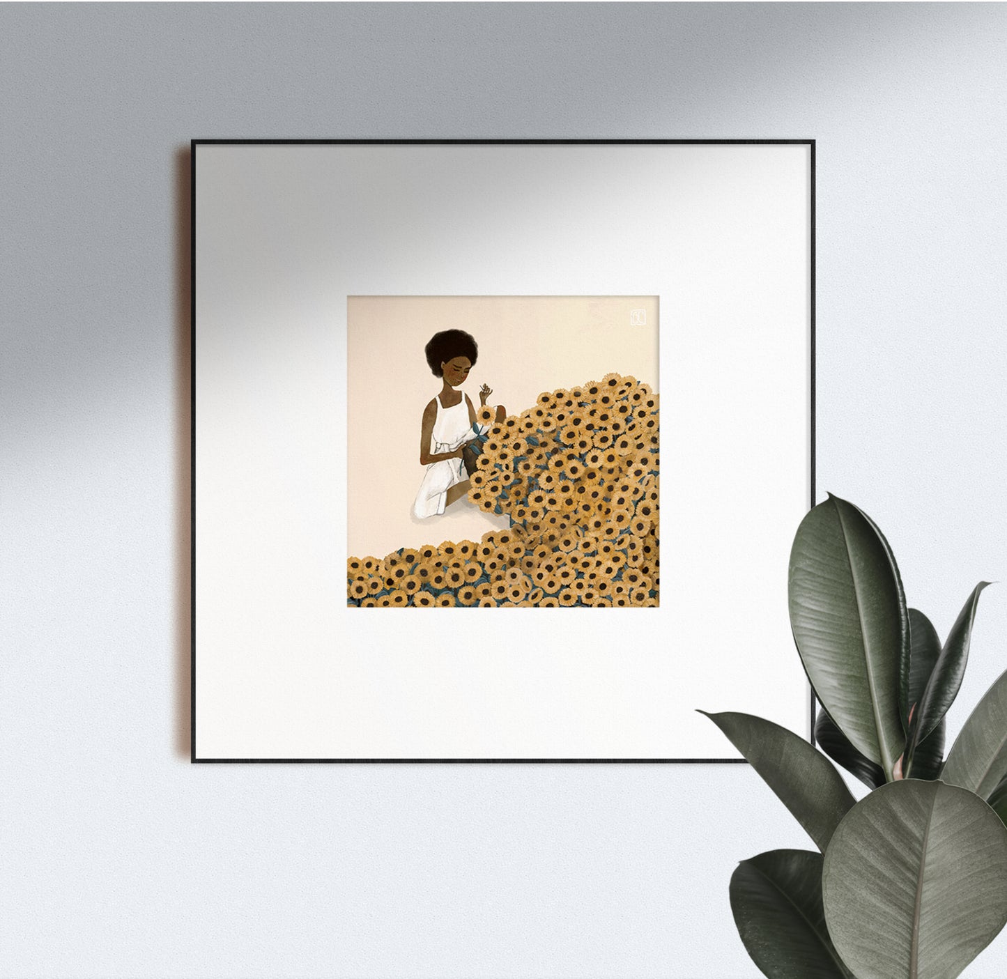 Sewing Sunflowers Art Print