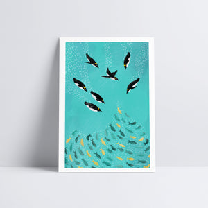 Penguins Playing Art Print