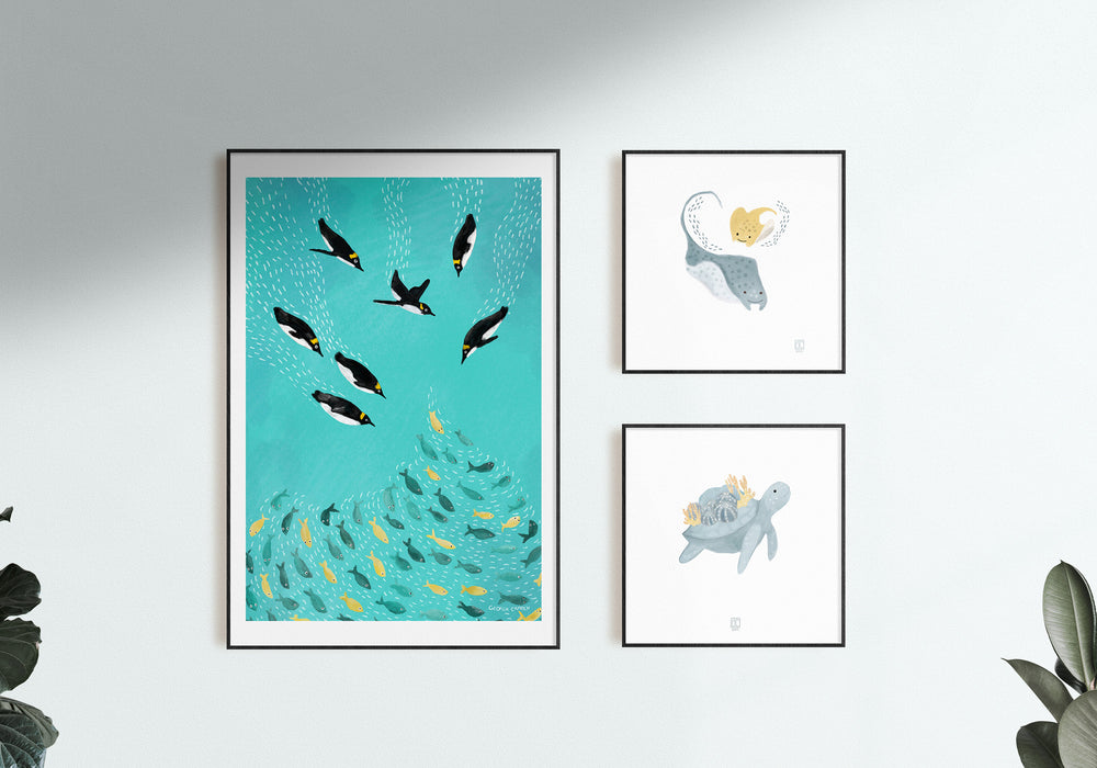 Penguins Playing Art Print