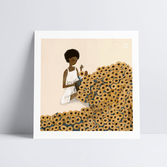 Sewing Sunflowers Art Print